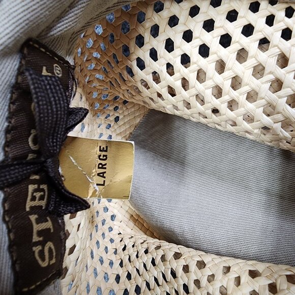 STETSON Airway Natural Straw Vented Panama Safari Hat Large Chin Strap Travel - Picture 15 of 16